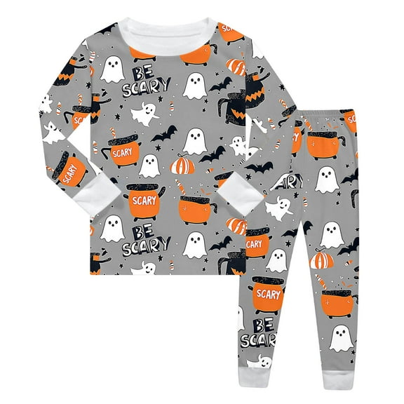 oqasdz Baby Boy Outfits Girls Halloween Pajama Set Long Sleeve Pumpkin Print Shirts and Pants Comfortable Fall Winter Sleepwear /7T