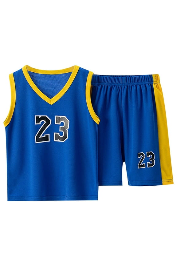 Baby Boy Outfits Kids Quick Drying Tracksuit Sleeveless Basketball Wear Tank Top and Shorts Sports Outfit Sets Size 5-6 Y