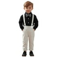 thumbnail image 1 of oqasdz Baby Boy Outfits Long Sleeve Solid Color T Shirt Tops and Suspenders Pants Child Kids Gentleman formal Suit /18-24 Months, 1 of 6