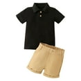 thumbnail image 1 of oqasdz Baby Boy Outfits Toddler Short Sleeve Lapel Solid Color Polo Shirt and Casual Shorts Athleisure Outfit Sets Size 18-24 M, 1 of 7