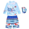 thumbnail image 1 of oqasdz Baby Boy Swimsuit Short Sleeve Cartoon Prints Rash Guard and Swim Trunks with Swim Cap Adorable Soft Cozy Holiday Summer Beach Pool, 1 of 4