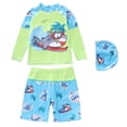 thumbnail image 1 of oqasdz Baby Boy Swimsuit Short Sleeve Cartoon Prints Rash Guard and Swim Trunks with Swim Cap Adorable Soft Cozy Holiday Summer Beach Pool, 1 of 4