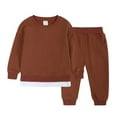 thumbnail image 1 of oqasdz Baby Boys Casual Outfit Sets 2PCS Solid Color Thin Sweat Suit Long Sleeve Hoodies Tops and Sweatpants Set Size 9-12 M, 1 of 7