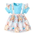thumbnail image 1 of oqasdz Baby Girl Outfits Easter Toddler Ruffled Sleeve Tops Cute Cartoon Rabbit Suspender Skirt 2 Piece Clothing Sets Comfort Fit, 1 of 6