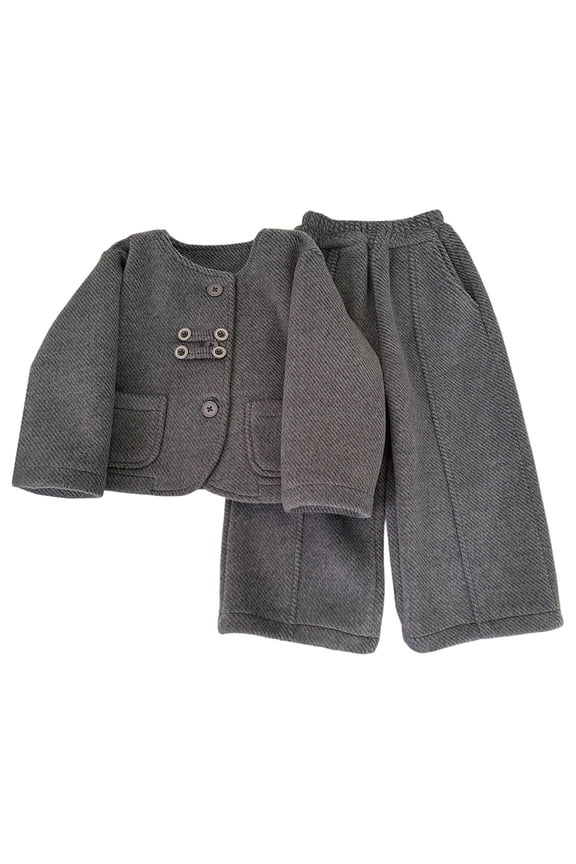 Baby Girl Outfits Fall Winter Children's Solid Color Woolen Suit With Thick And Stylish Insulation And Double Layer Design/9-11 Years