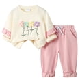 thumbnail image 1 of oqasdz Baby Girl Outfits Floral Embroidery Long Sleeve Top And Ruffle Hem Pants Outfit Soft Playwear 2 Piece Set Size 2 Y-3 Y, 1 of 7