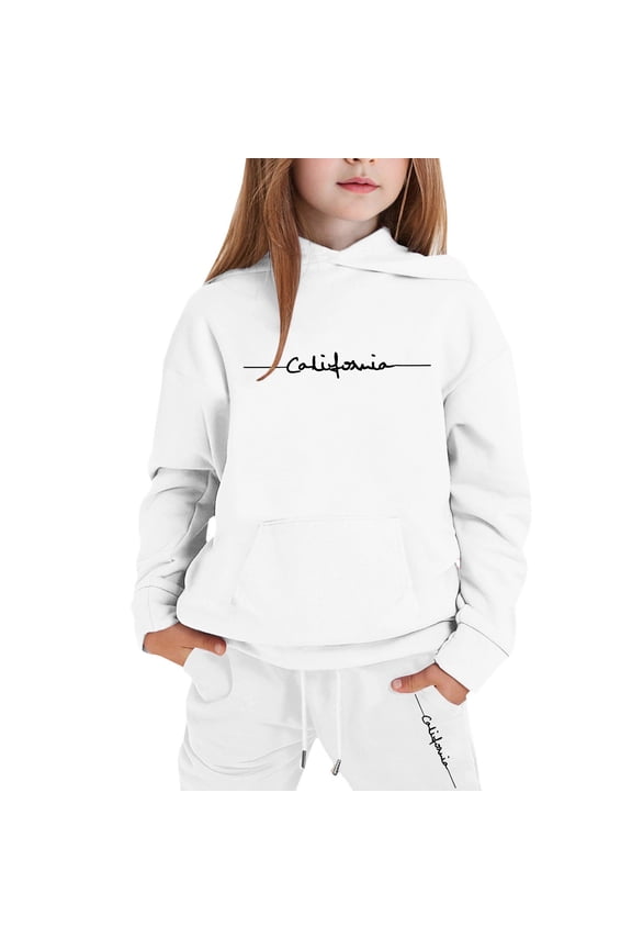 Baby Girl Outfits Hoodies Letter Print Sweatshirt Stylish And Everyday Wear Casual Comfort Cozy Outdoor Daily Wear Size 3 Y-4 Y