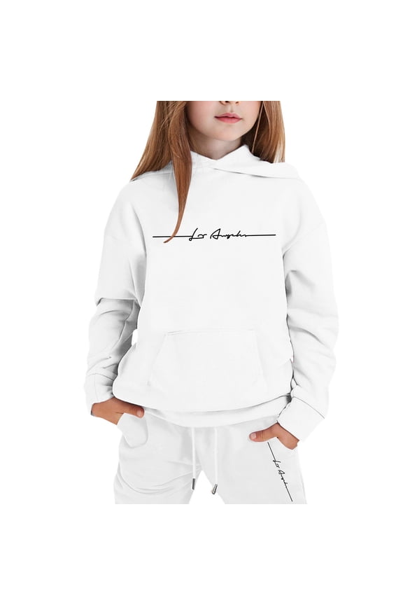 Baby Girl Outfits Hoodies Letter Print Sweatshirt Stylish And Everyday Wear Casual Comfort Cozy Outdoor Daily Wear Size 3 Y-4 Y