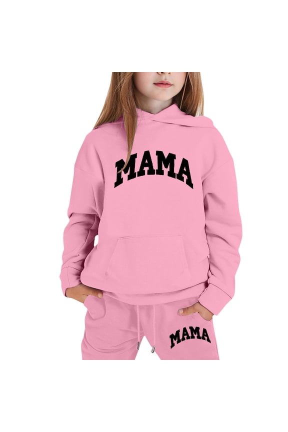 Baby Girl Outfits Hoodies Letter Print Sweatshirt Stylish And Everyday Wear Casual Loose Fit Outdoor Daily Wear Size 3 Y-4 Y