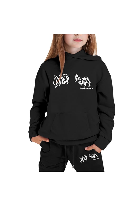 Baby Girl Outfits Hoodies Letter Print Sweatshirt Stylish And Everyday Wear Casual Versatile Outdoor Daily Wear Size 2 Y-3 Y