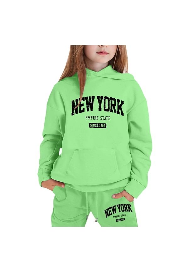 Baby Girl Outfits Hoodies Letter Print Sweatshirt Stylish And Everyday Wear Casual Versatile Outdoor Daily Wear Size 3 Y-4 Y