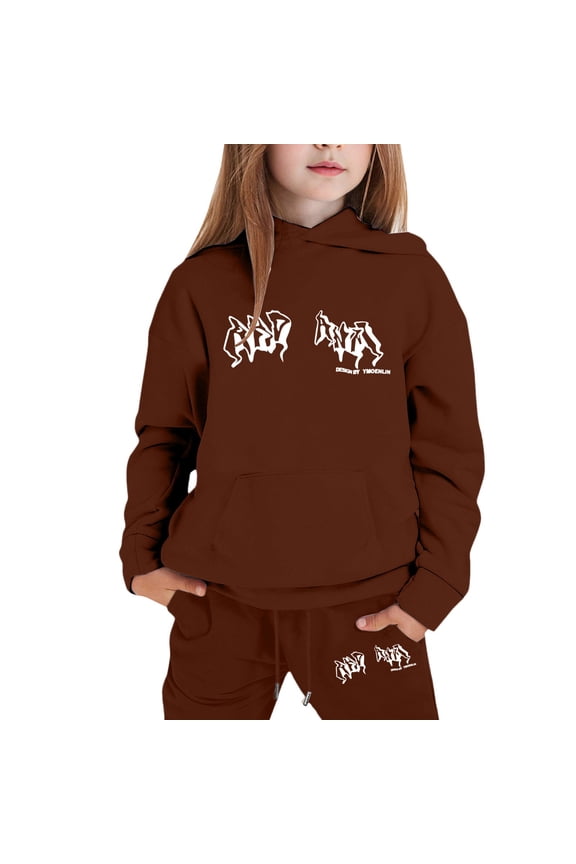 Baby Girl Outfits Hoodies Letter Print Sweatshirt Stylish And Everyday Wear Casual Versatile Outdoor Daily Wear Size 3 Y-4 Y