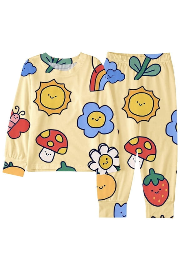 Baby Girl Outfits Pajama Set 2 Piece Cute Print Sleepwear For Kids Soft Long Sleeve Top And Pants Matching Outfit Nightwear Size 3 Y-4 Y