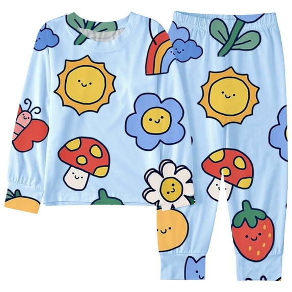 oqasdz Baby Girl Outfits Pajama Set 2 Piece Cute Print Sleepwear For Kids Soft Long Sleeve Top And Pants Matching Outfit Nightwear Size 4 Y-5 Y