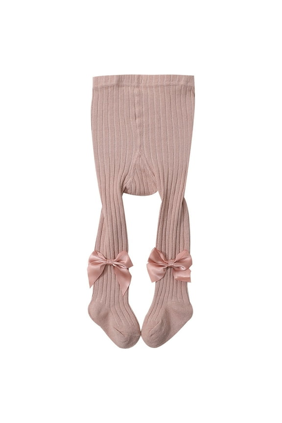 Baby Girls Leggings with Bow Design Soft Stretchy Tights for Toddler Comfortable Everyday Wear Casual Outfit, Size 0-6 Months