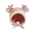 thumbnail image 1 of oqasdz Baby Hat Fall and Winter Cute Deer Horn Ear Protection Knitted Hat Boys and Girls Lace Up Plush Wool Hat Chunky Comfortable Winter Hat, 1 of 3