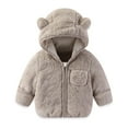 thumbnail image 1 of oqasdz Baby Infant Boys Girls Winter Coat with Fold Over Mittens Outwear Jacket Warm Clothes Bear Hooded Long Sleeve Casual Cozy Snug Fit Daily Wear, 1 of 3