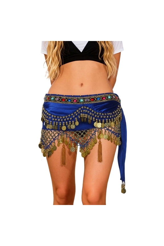Belly Dance Belt with Cascading Fringe and Design Performance Stage Show Low Waist Scarf for Dance Skirt Party Wear