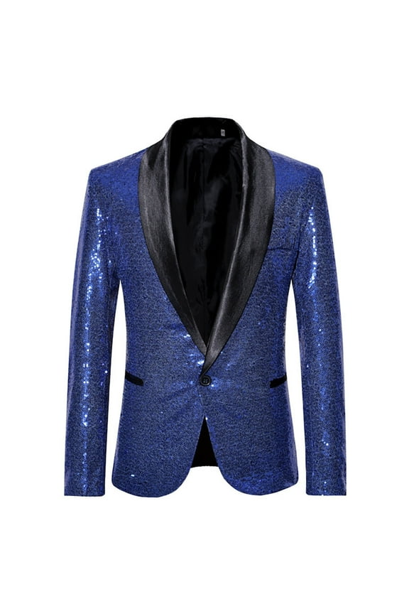 Blazer for Men Casual Fashion Suit Sequin Stage Personality Performance Emcee Sequin Solid Color Suit Coat Top,Size 2X