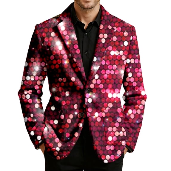 oqasdz Blazer for Men Festive Corduroy Sequin Print for Ready Jacket for Stretch Slim Fit Dress Coat Daily Formal Outdoor Activities