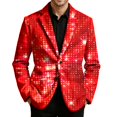 thumbnail image 1 of oqasdz Blazer for Men Festive Sequin Print Long Sleeve One Button Corduroy Jackets Classic Fit Stretch Dress Coat Daily Formal Outdoor Activities, 1 of 5