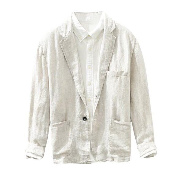 oqasdz Blazer for Men Solid Color Long Sleeve Two Button Lapel Pocket with Buttons Business Wedding Party Coat Top,Size XL