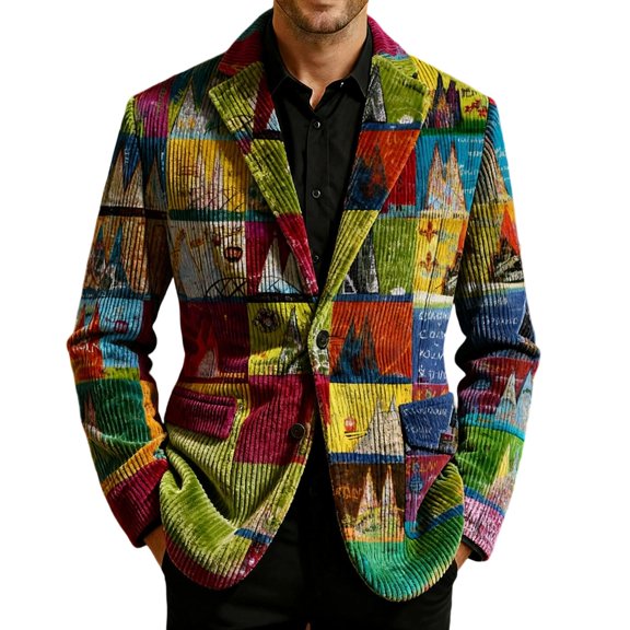 oqasdz Blazer for Men Stylish Velvet for with Sequined Print Festive Jacket for Smart Casual Lightweight Sport Coat Travel Party Business Formal