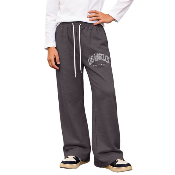 oqasdz Boy's Letter Graphic Wide Leg Sweatpants Baggy Pants Athletic Track Sweat Pants Joggers Comfort Fit Casual Outdoor