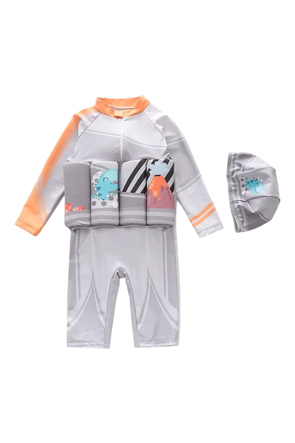 Boys Buoyancy Swimsuits Girls Cartoon Prints Long Sleeve Rash Guard Comfortable Soft Bathing Suit Swimming Surfing Adorbale Swimwear