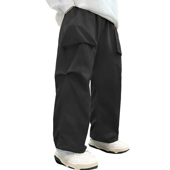 oqasdz Boys Cargo Pants Kids Summer Casual Solid Color Loose Trousers Casual Sports Activewear Sweatpants Size 4 Y-5 Y