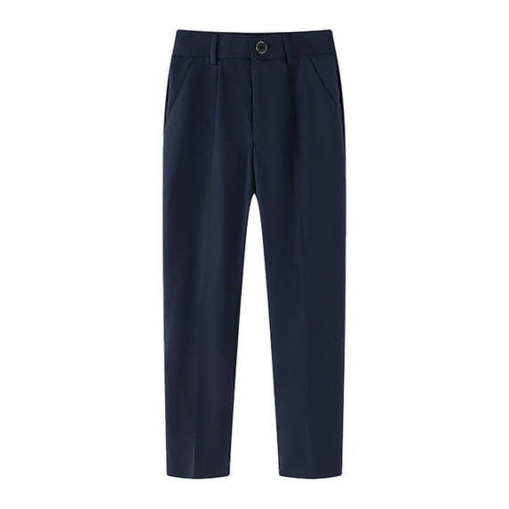 oqasdz Boys Dress Pants Flat Front Adjustable Stretchy Straight Leg Solid Color Slim Fit formal Performance Pants Size 15 Y-16 Y