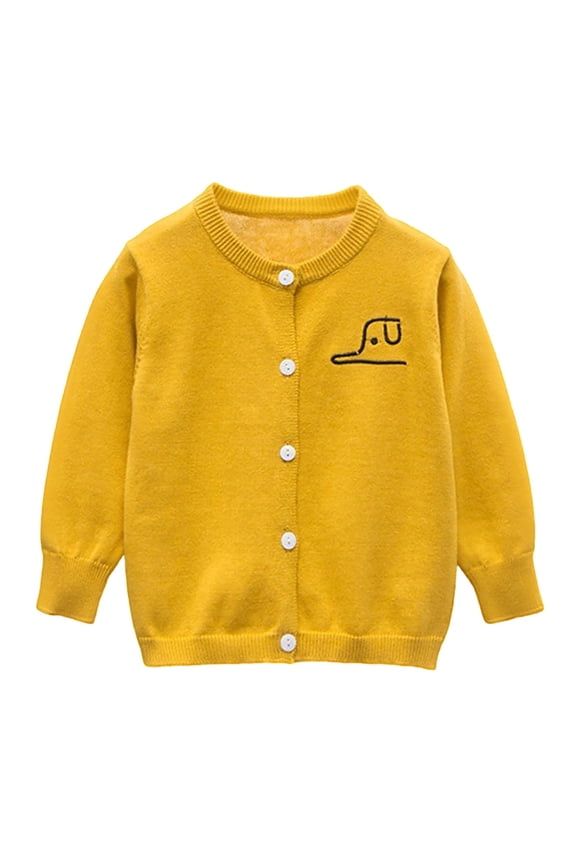 Boys Girls Cartoon Embroidered Knit Sweater Long Sleeve Outerwear for Children Fall Long Sleeve Casual Versatile Daily Wear