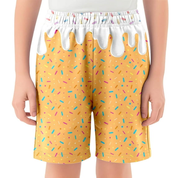 oqasdz Boys Girls Shorts Ice Cream Print Elastic Waist Comfortable Pants With Pockets Casual Daily Sports Active Baseball Shorts Size 9 Y-10 Y