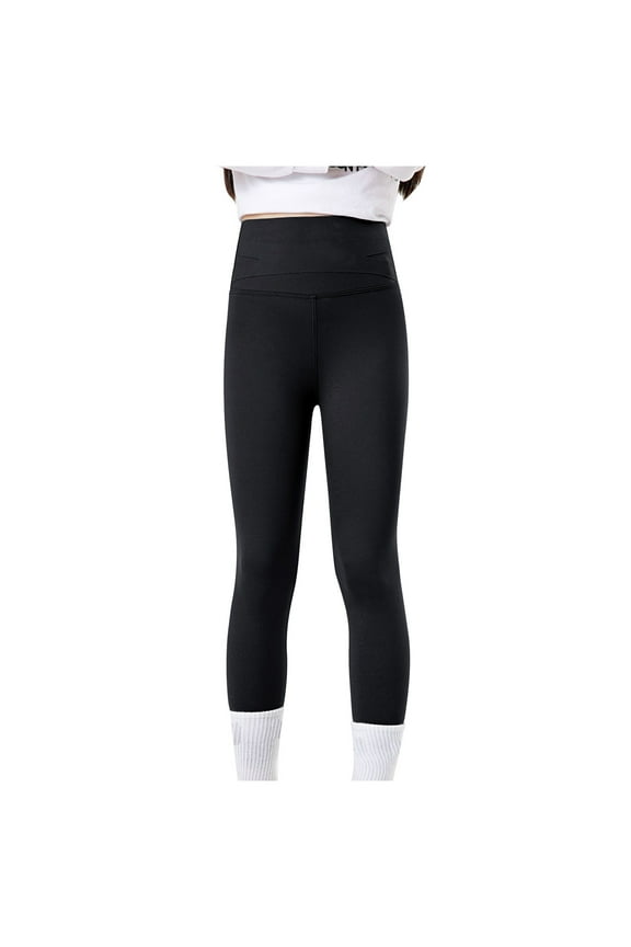 Boys Leggings Child Kids Solid Color Seamless High Waisted Slim Fit Sports Active Yoga Pants Size 3 Y-4 Y