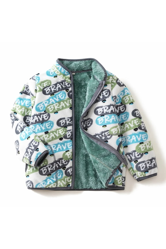 Boys Letter Print Skateboard Scooter Jacket Warm Lined Outerwear Coats for Cold Weather Fall Winter Outdoor Activities Long Sleeve Casual Versatile Daily Wear