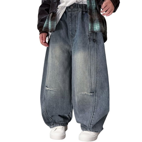 oqasdz Boys Lined Jeans Winter Thermal Denim Pants for Kids Soft Warm Trousers with Stretch Comfort Fit Casual Outdoor Daily Wear