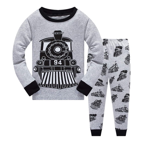 oqasdz Boys Pajamas Long Sleeve Cartoon Print Crew Neck Pullover Top and Pajama Pants Pjs Set for Kids Cute Sleepwear Casual Loose Clothing Set,Grey,Size 13 Y-14 Y