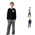 thumbnail image 1 of oqasdz Boys Pajamas Long Sleeve Letter Print Top and Plaid Pajamas Bottoms Fashion Pjs Set for Kids Children Sleepwear Casual Snug Fit Clothing Set,Black,Size 11 Y-12 Y, 1 of 4