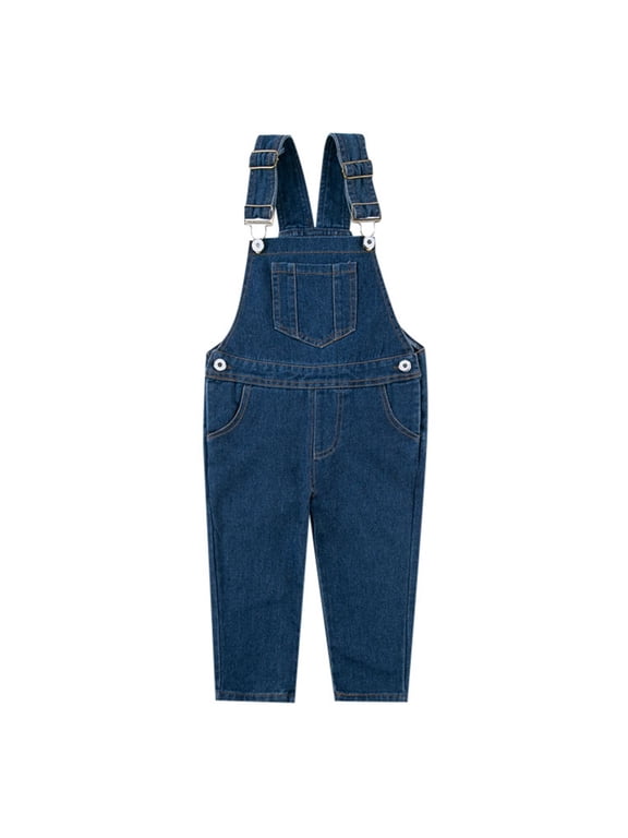 Boys Pants Denim Double Shoulder Jumpsuits Children Baby Kids Jeans Casual Daily Outdoor Overalls Size 3 Y-4 Y