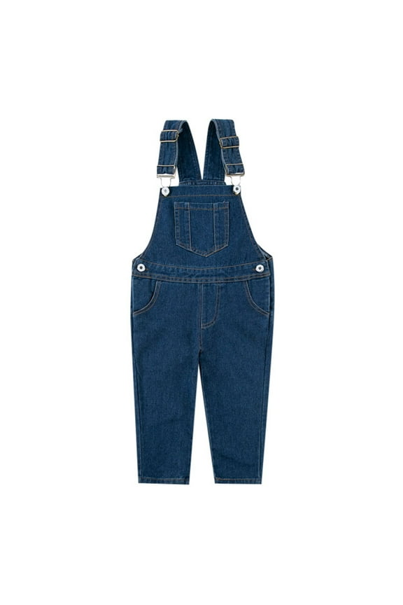 Boys Pants Denim Double Shoulder Jumpsuits Children Baby Kids Jeans Casual Daily Outdoor Overalls Size 7 Y-8 Y
