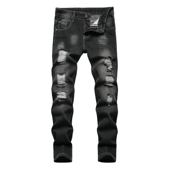 oqasdz Boys Pants Jeans Elastic Waist Jeans Casual Baggy with Pocket Vintage Casual Hop Streetwear Demin Pants Size 6 Y-7 Y