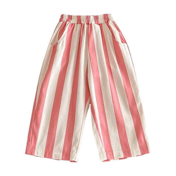oqasdz Boys Pants Toddler Kids Baby Striped Printed Elastic Waisted Relaxed Fit Breathable Air Conditioning Pants Home Outfit Summer Outdoor
