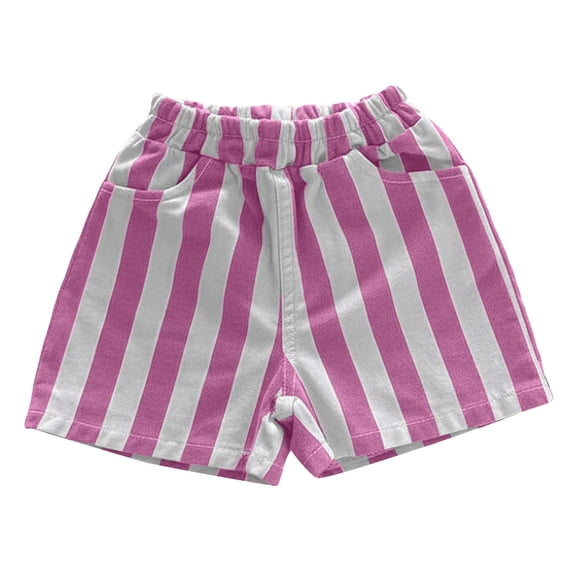 oqasdz Boys' Shorts Contrast Color Striped Elastic Waist Classic Shorts for Toddler Baby Lightweight Breathable Playful Summer Outdoor