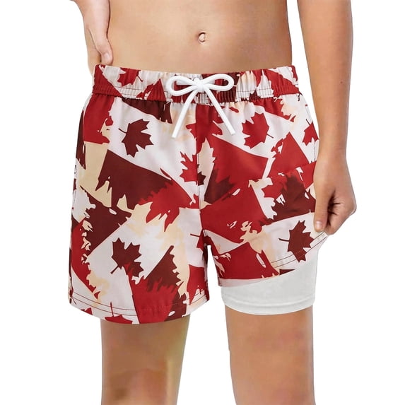 oqasdz Boys' Shorts Elastic Waistband Drwastring Swim Trunks with Compression Liner Comfortable Beach Shorts for Kids Summer Holiday
