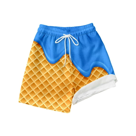 oqasdz Boys Shorts Ice Cream Print Elastic Waistband Breathable Drawstring Athletic Outdoor Comfortable Swim Trunks Size 7 Y-