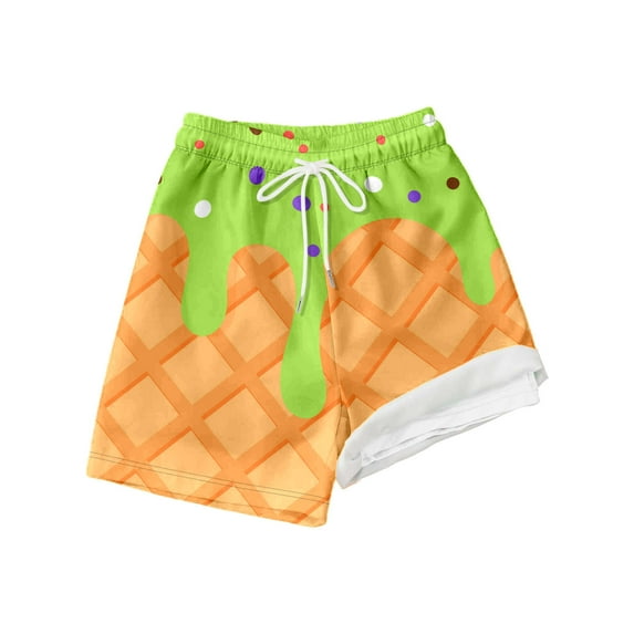 oqasdz Boys Shorts Ice Cream Summer Beach Outdoor Play Elastic Waist Above Knee Comfortable Active Casual Kids Children Shorts Size 10 Y-12 Y
