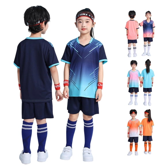 oqasdz Boys Shorts Set V Neck Short Sleeve Quick Drying Mesh Gradient Rash Guard and Shorts Formal Kids Sport Athletic Casual Summer Clothes Sets,Blue,Size 5 Y-6 Y