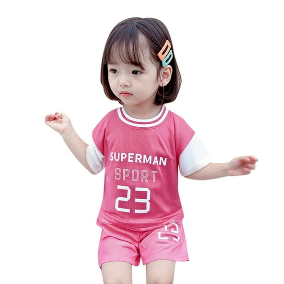 oqasdz Boys Summer Outfits 2 Piece Set Casual Short Sleeve Letter Print Sports Athletic T Shirts and Shorts For Toddler Kids/18-24 Months