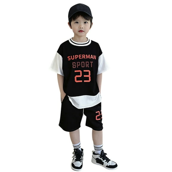 oqasdz Boys Summer Outfits 2 Piece Set Casual Short Sleeve Letter Print Sports Athletic T Shirts and Shorts For Toddler Kids/6-12 Months