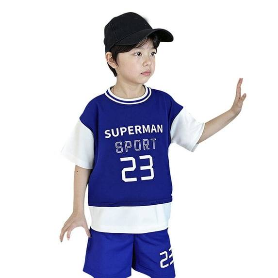 oqasdz Boys Summer Outfits 2 Piece Set Casual Short Sleeve Letter Print Sports Athletic T Shirts and Shorts For Toddler Kids/6-12 Months
